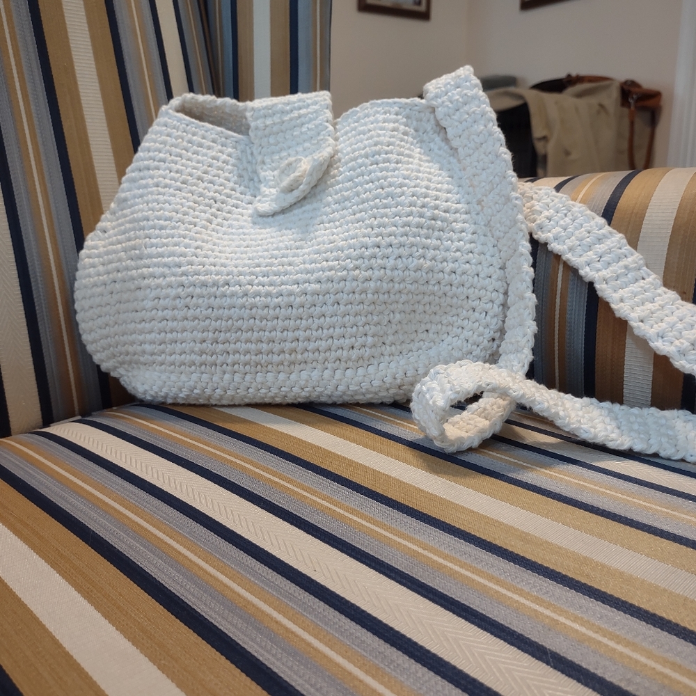 Handmade Crochet cream crossbody purse